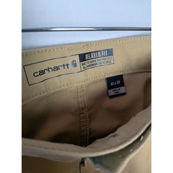 Carhartt Work Pants Mens 42x30 Rugged Flex Relaxed Fit Canvas Tan Khaki BN3109-M - Picture 7 of 16